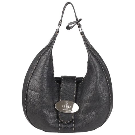 fendi black hobo bag|fendi hobo bag black leather.